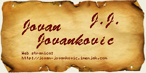 Jovan Jovanković vizit kartica